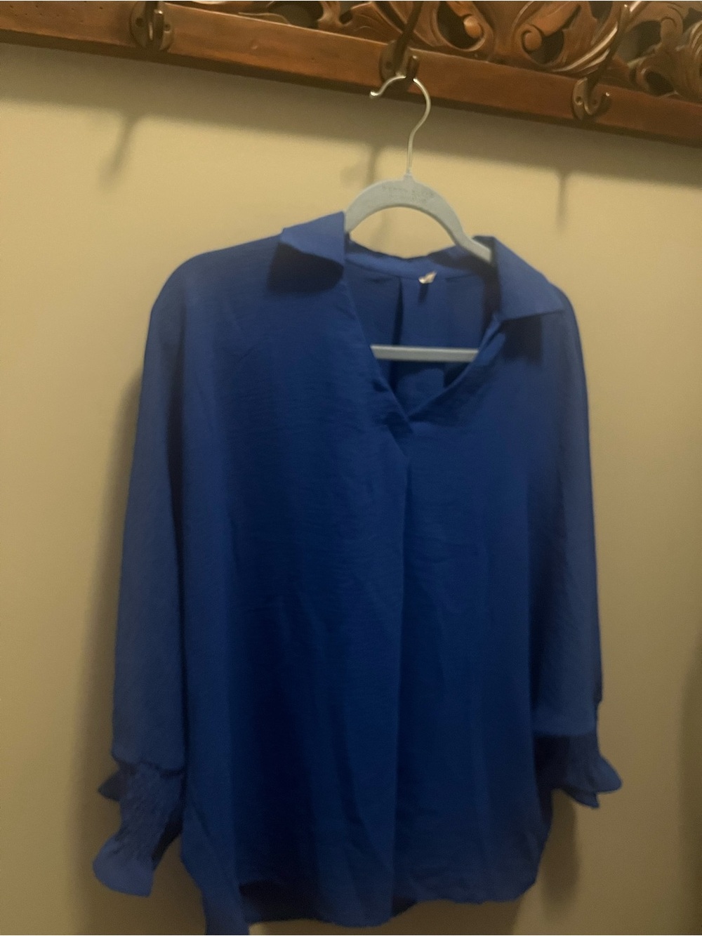 Women’s Relaxed Collared Button-Down Blouse in Royal Blue
